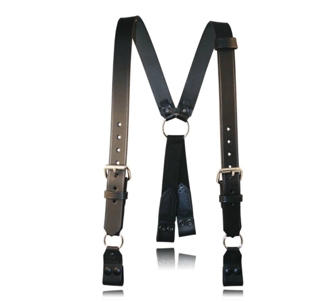 USED: Boston Leather 4-point Black Leather Suspenders